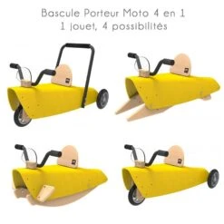 Bascule Porteur Moto 4 En 1 Jaune