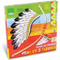 Vilac Arc + 3 Flèches Avec Cible -Jeujouethique Boutique boite arc en bois 3 fleches vilac 2912