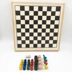 Coffret 4 Jeux Traditionnels - Petits Chevaux - Oie - Marelle - Dames -Jeujouethique Boutique coffret 4 jeux traditionnels artisan du jura 2 1