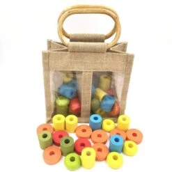 Sac De 50 Grandes Perles à Enfiler En Bois