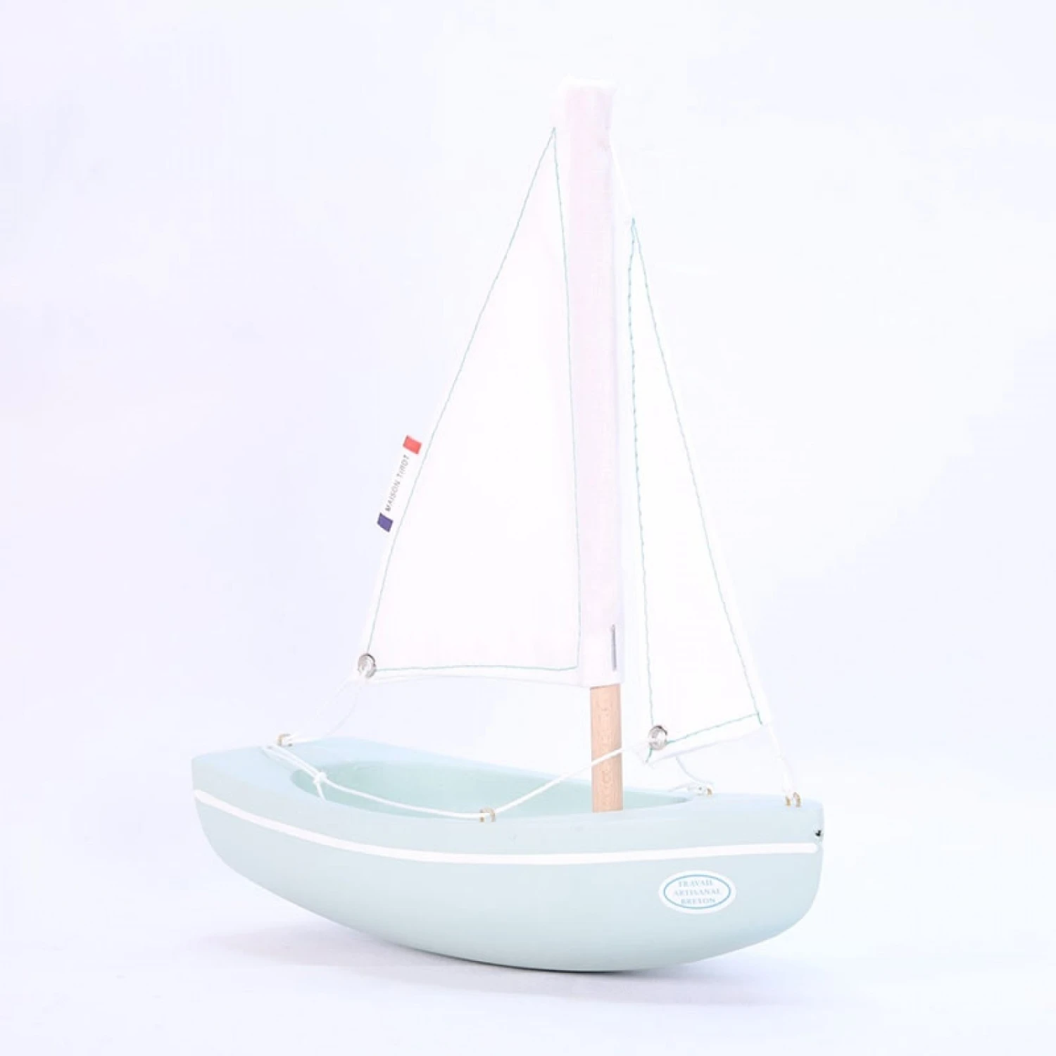 Voilier En Bois - Le Sloop 21,5 Cm - Coque Vert D'eau - Tirot 2 Voilier En Bois - Le Sloop 21,5 Cm - Coque Vert D'eau - Tirot – Image 2