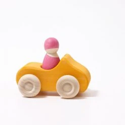 Voiture Cabriolet En Bois Jaune Avec Personnage Grimm's