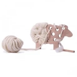 Woody Le Mouton Laine écrue -Jeujouethique Boutique woody le mouton jeu tricot lacage les jouets libres 3